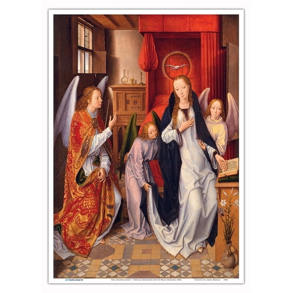 The Annunciation - Vintage Religious Art by Hans Memling c.1485 - Master Art Print 10in x 14in
