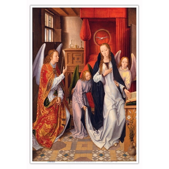 The Annunciation - Vintage Religious Art by Hans Memling c.1485 - Master Art Print (Unframed) 13in x 19in