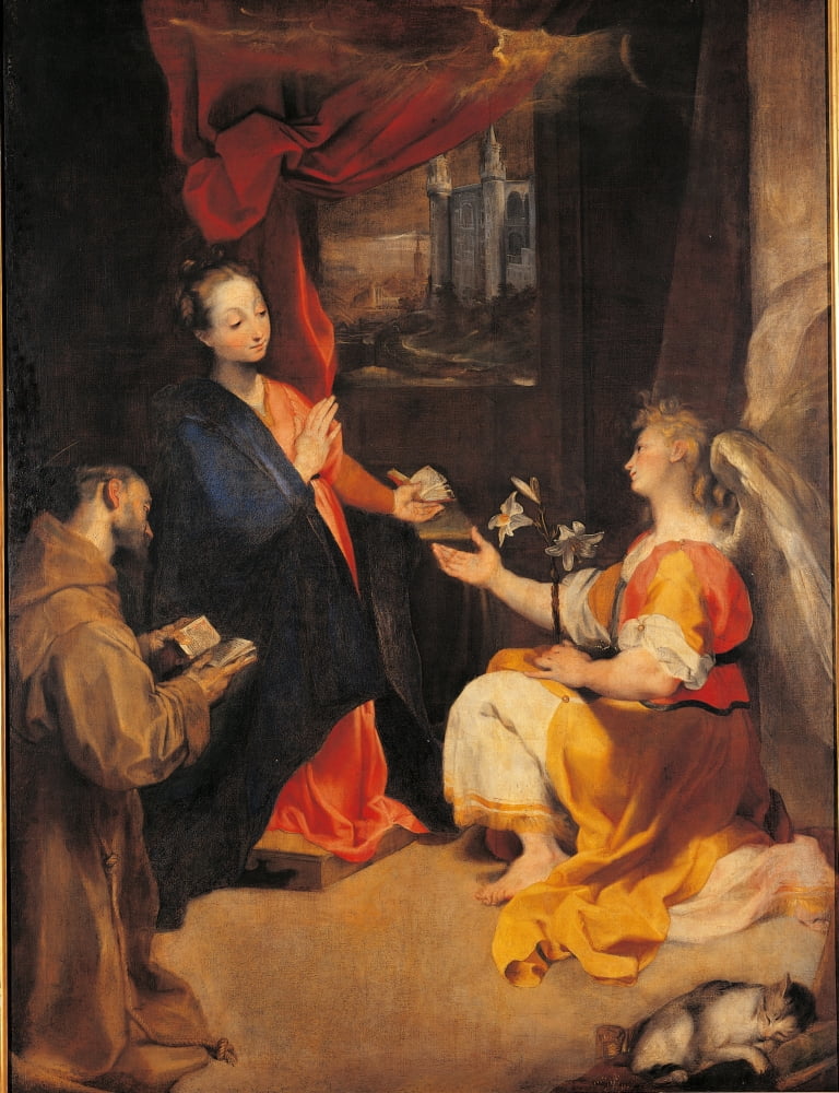 The Annunciation With St Francis Canvas Art - (18 x 24)
