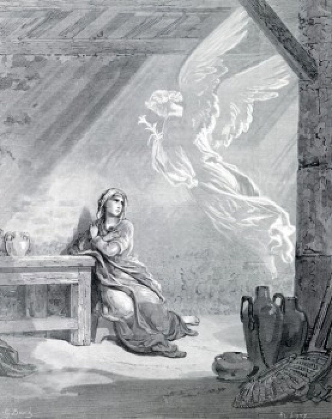 The Annunciation by Gustave Dore 1832-1883 Canvas Art - Gustave Dore (18 x 24)
