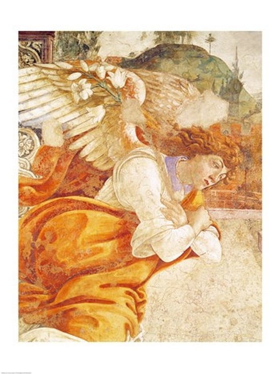 The Annunciation detail of the Archangel Gabriel from San Martino della Scala 1481 Canvas Art - Sandro Botticelli (24 x 36)