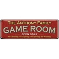 thumbnail image 1 of The Anthony Family Gift Red Game Room Metal 6x18 Sign 206180038744, 1 of 1
