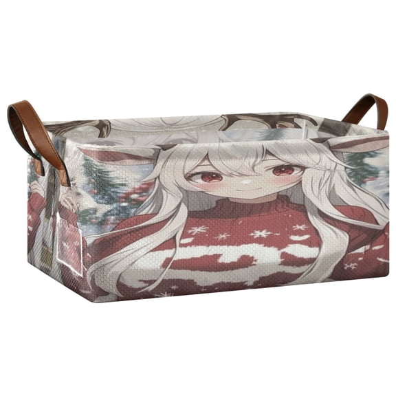 The Antler Girl Storage Basket Soccer Plaid Fabric Hoard Box Oversized Collapsible Closet Organizer with Metal Iron Frame 16.911.47.7in