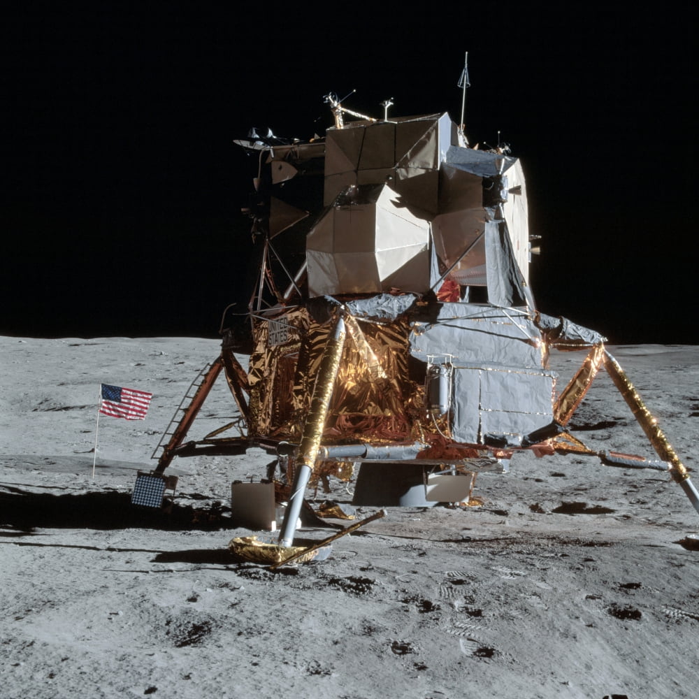 The Apollo 14 Lunar Module on the moon Canvas Art - Stocktrek Images (28 x 28)