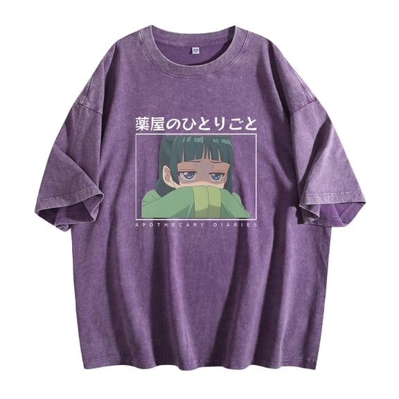 The Apothecary Diaries Anime Washed Cotton T-shirt Women Men Crewneck Short Sleeve Casual Fashion Tee
