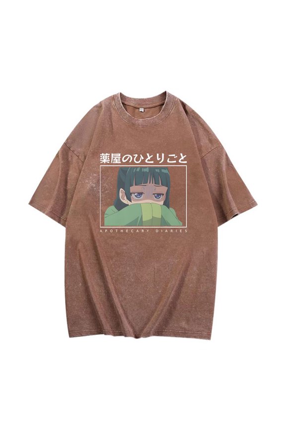 The Apothecary Diaries Anime Washed Cotton T-shirt Women Men Crewneck Short Sleeve Casual Fashion Tee