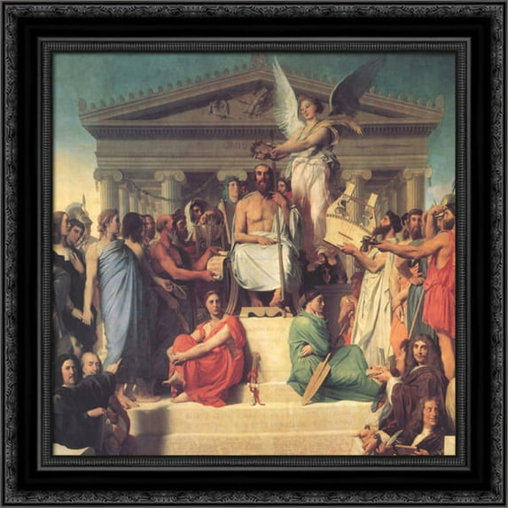 The Apotheosis of Homer 20x20 Black Ornate Wood Framed Canvas Art by Ingres, Jean Auguste Dominique