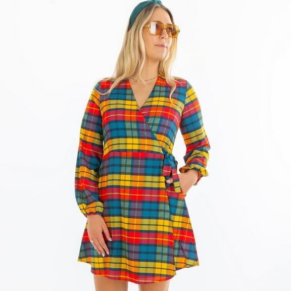 The Apple Cider - Shinesty Fall Plaid Wrap Dress  XS