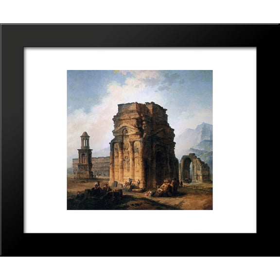 The Arc de Triomphe and the Theatre of Orange 20x24 Framed Art Print by Hubert Robert