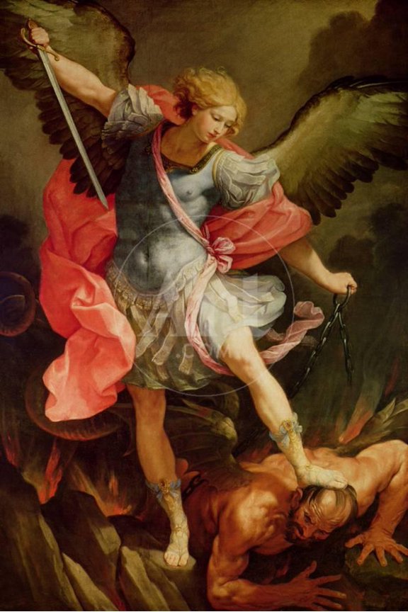 The Archangel Michael Defeating Satan, Figurative Religion Unframed Giclee Print Wall Art by Guido Reni Sold by ArtCom