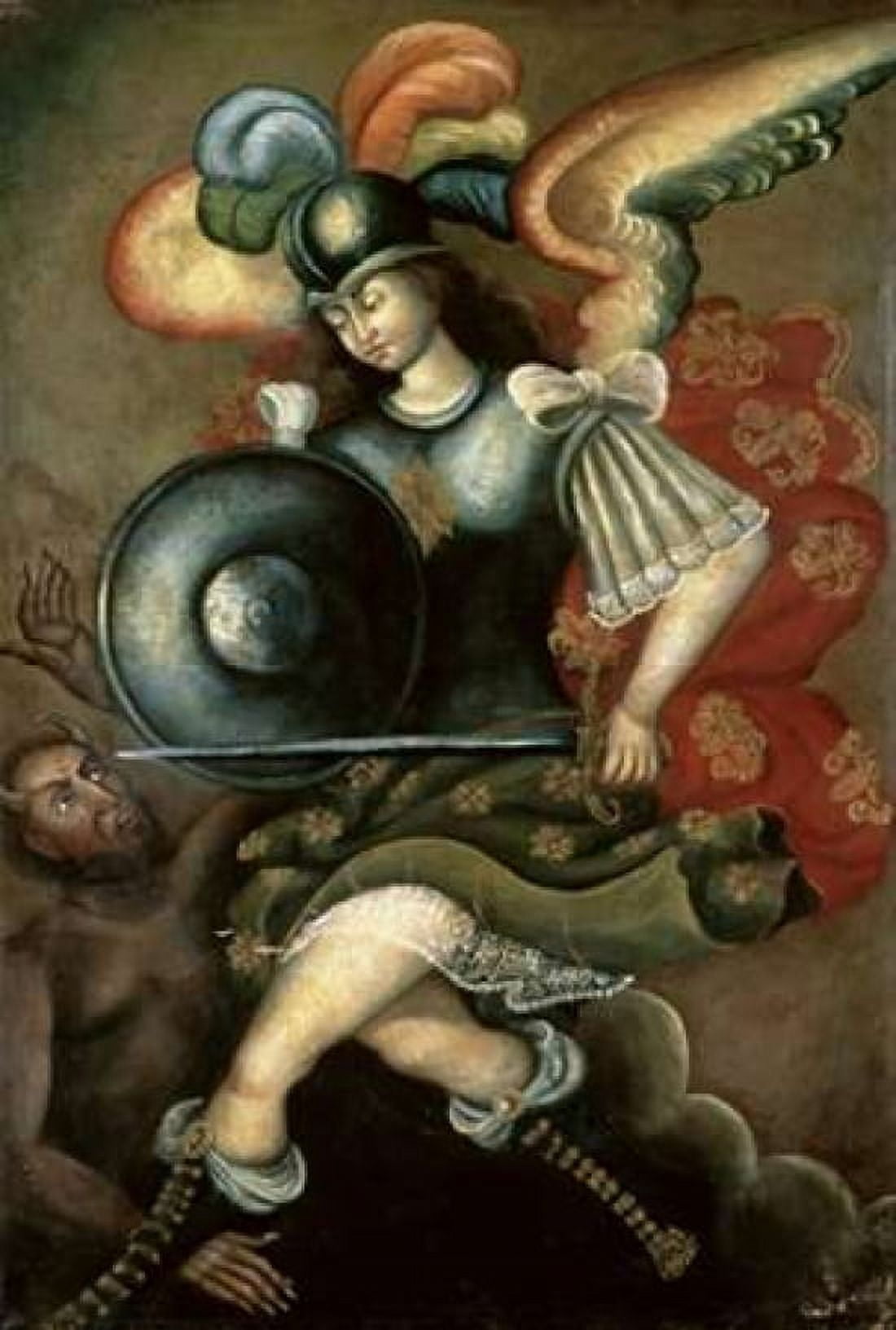 The Archangel Saint Michael Canvas Art - Peruvian School (24 x 36)