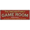 thumbnail image 1 of The Archer Family Red Game Room Metal 6x18 Sign 106180038605, 1 of 1