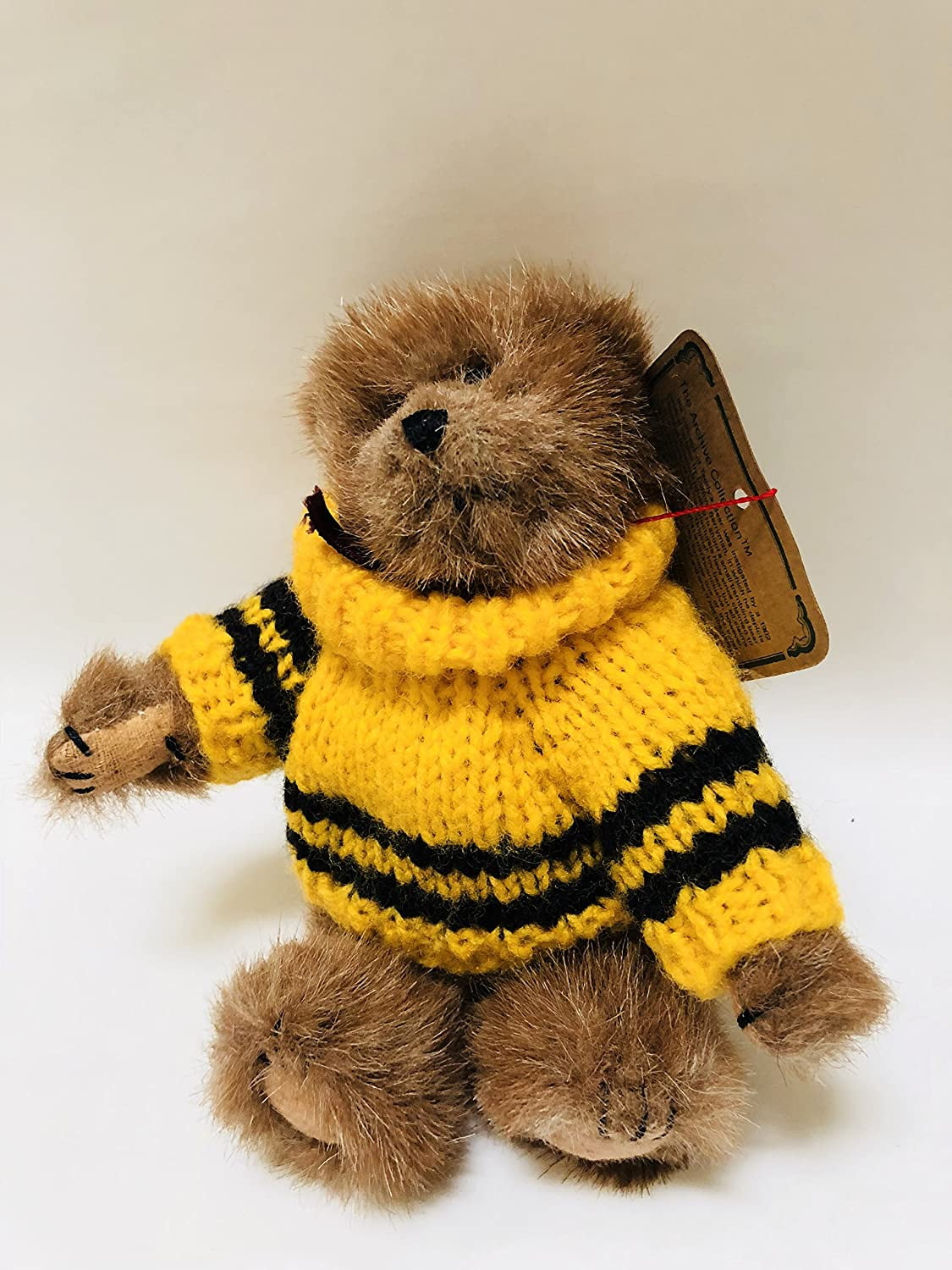 The Archive Collectible Boyd's Bears 7” Tan Teddy Bear in Yellow Sweater Plush Soft Stuffed Toy New