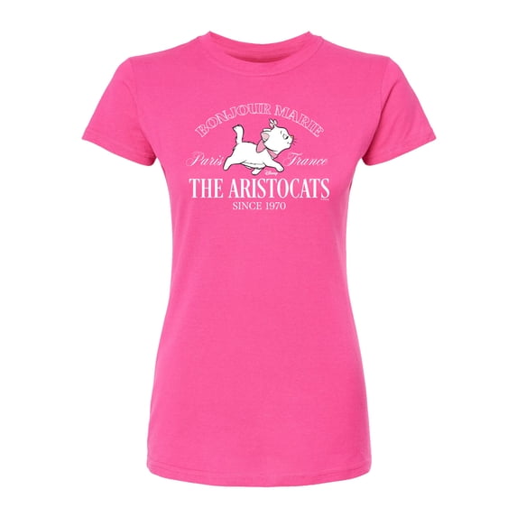 The Aristocats - Bonjour Marie - Juniors Fitted Graphic T-Shirt