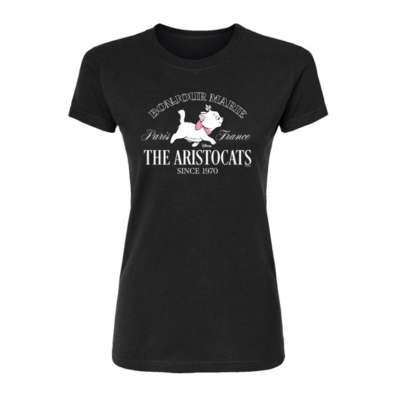 The Aristocats - Bonjour Marie - Juniors Fitted Graphic T-Shirt