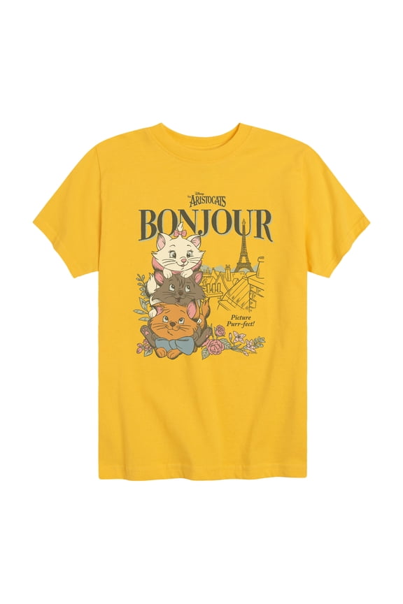 The Aristocats - Bonjour - Youth Boys Short Sleeve Graphic T-Shirt