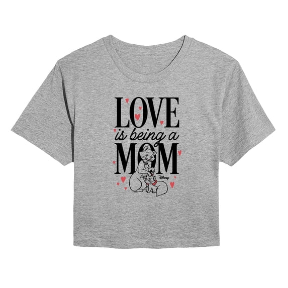 The Aristocats - Love Is Being Mom - Juniors Cropped Graphic T-Shirt