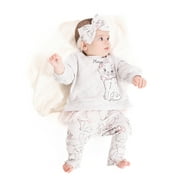 The Aristocats Marie Baby Girls Graphic Tulle Sweatshirt and Printed Leggings with Bow Headband Set, 3-Piece, Sizes 0/3M-24M