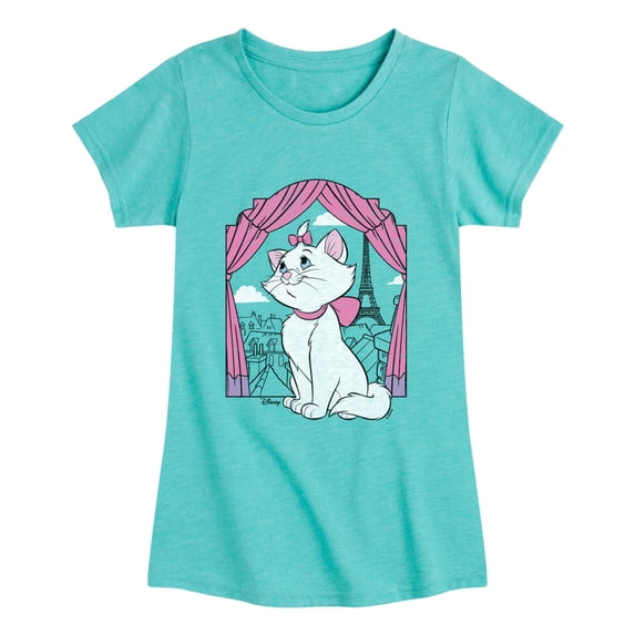 The Aristocats - Marie Paris Window Girls' Fitted Short Sleeve Graphic T-Shirt