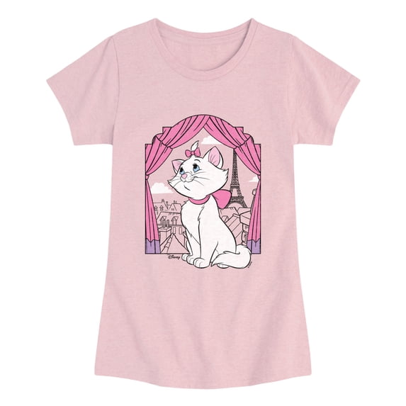 The Aristocats - Marie Paris Window Girls' Fitted Short Sleeve Graphic T-Shirt