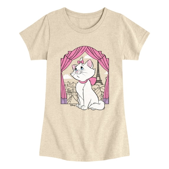 The Aristocats - Marie Paris Window Girls' Fitted Short Sleeve Graphic T-Shirt