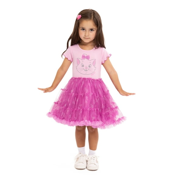 The Aristocats Marie Toddler Girls Graphic Tutu Dress with Short Sleeves, Sizes 12M-5T