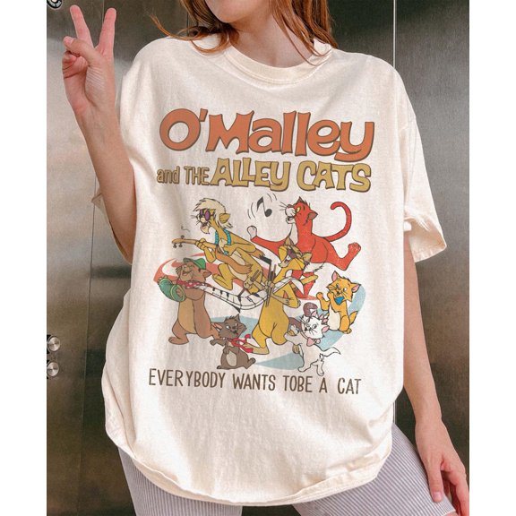 The Aristocats O'malley The Alley Cats Everybody Wants To Be A Cat World Trip Vintage Timeless Theme For Style T-Shirt