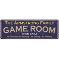 thumbnail image 1 of The Armstrong Family Blue Game Room Metal 6x18 Sign 106180037936, 1 of 1