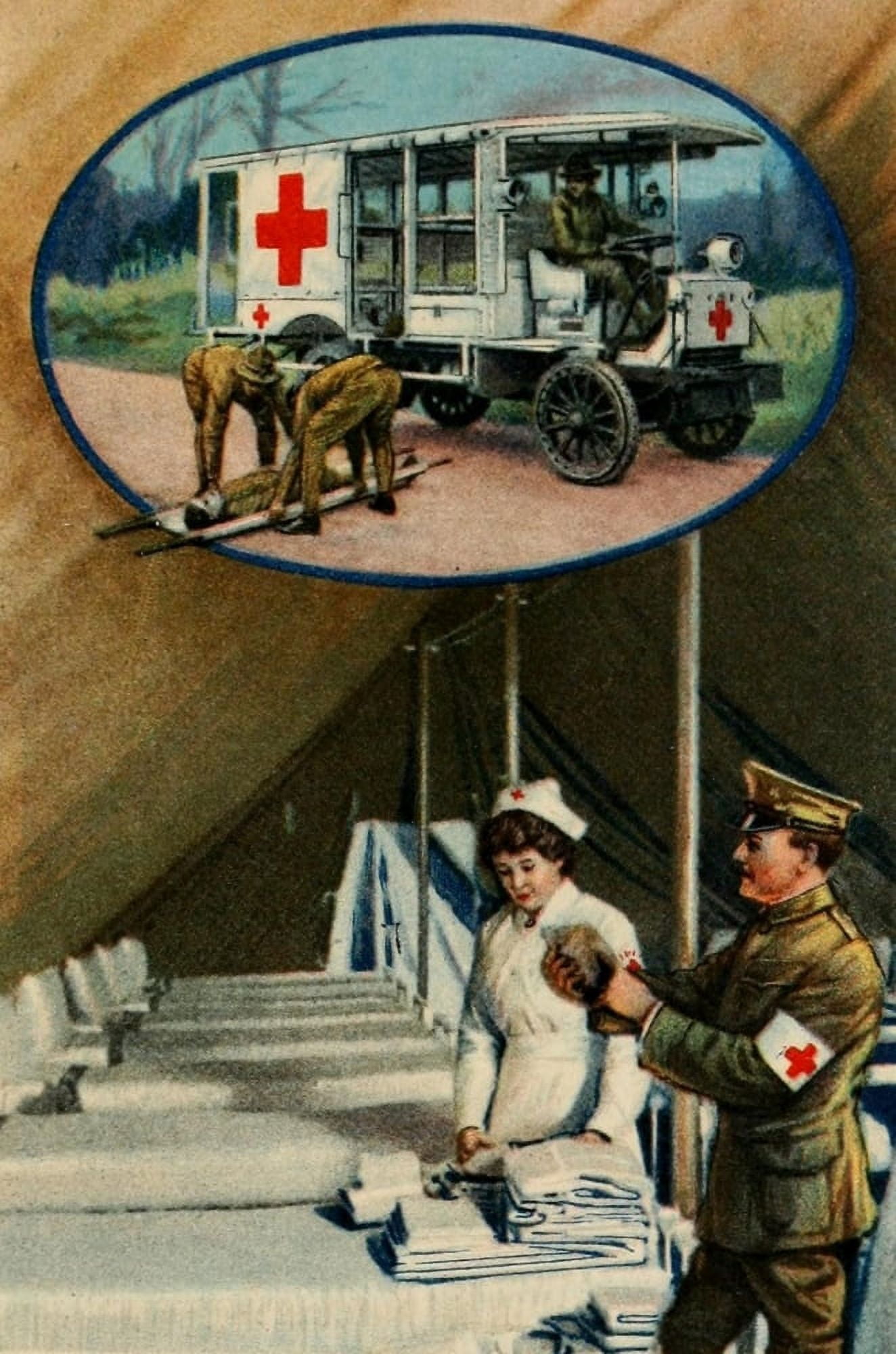 The Army & Navy of the US 1917 Motor ambulance & field hospital Canvas Art - Unknown (18 x 24)