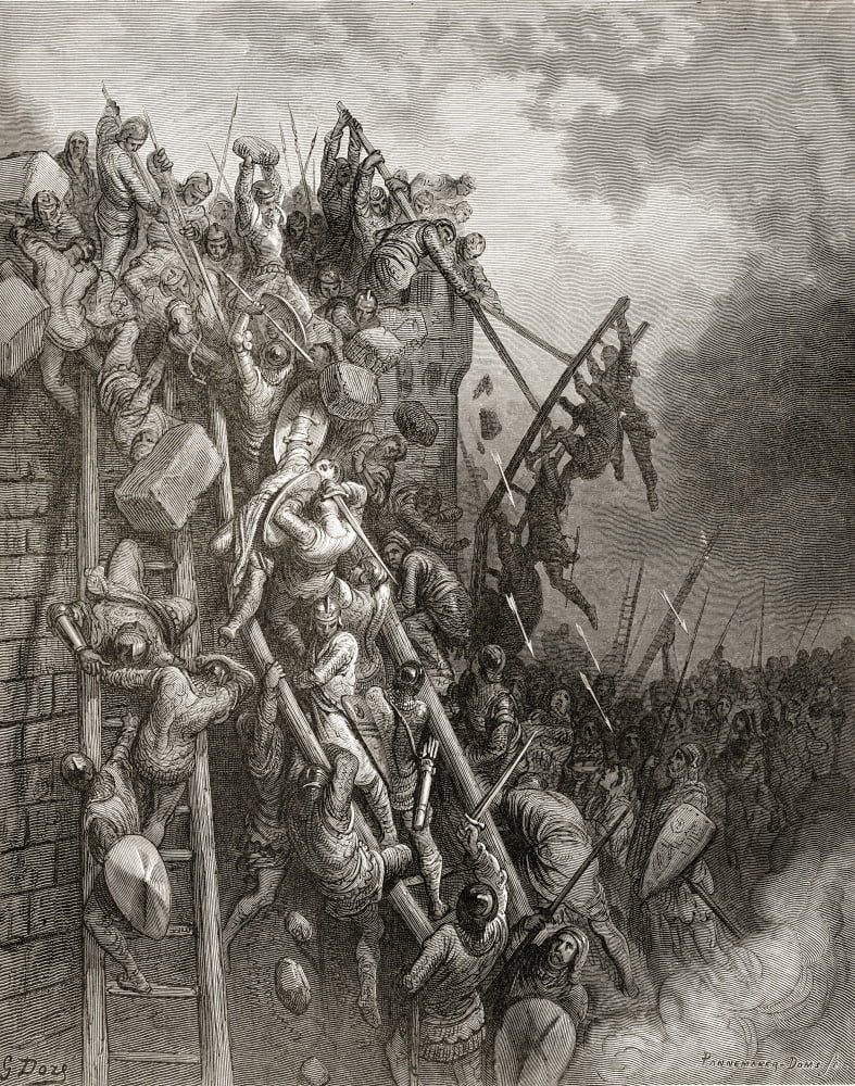 The Army Of Priest Volkmar And Count Emicio Aka Count Emich Of Leisingen Attack Merseburg Canvas Art - Ken Welsh Design Pics (13 x 17)
