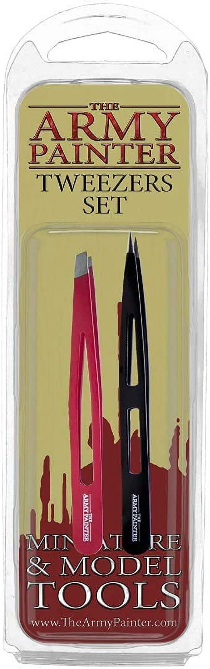 The Army Painter 2-Piece Precision Tweezers Set of Slant & Pointy Tweezers  Craft Tweezers Precision Fine Point for Assembling Miniatures- Small