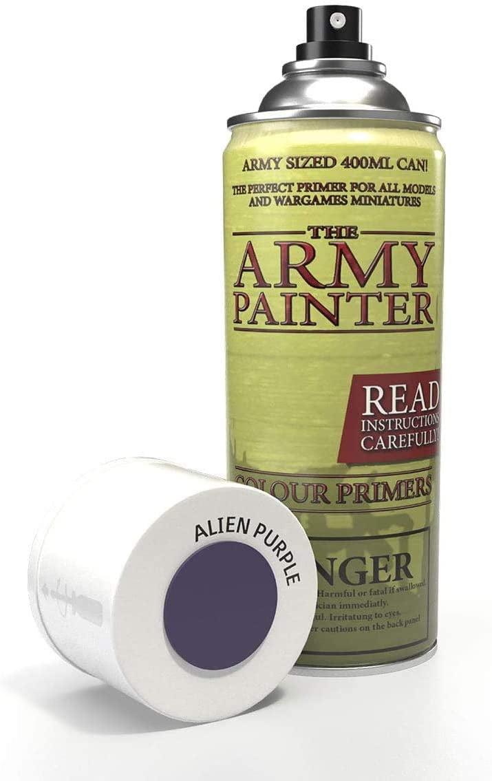 The Army Painter Color Primer Spray Paint, Alien Purple, 400ml, 13.5oz - Acrylic Spray Undercoat for Miniature Painting - Spray Primer