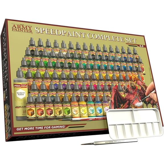The Army Painter Speedpaint 2.0+ Complete Paint Set Combo - Miniature Painting Kit, Paint Palette and Small Paint Brush