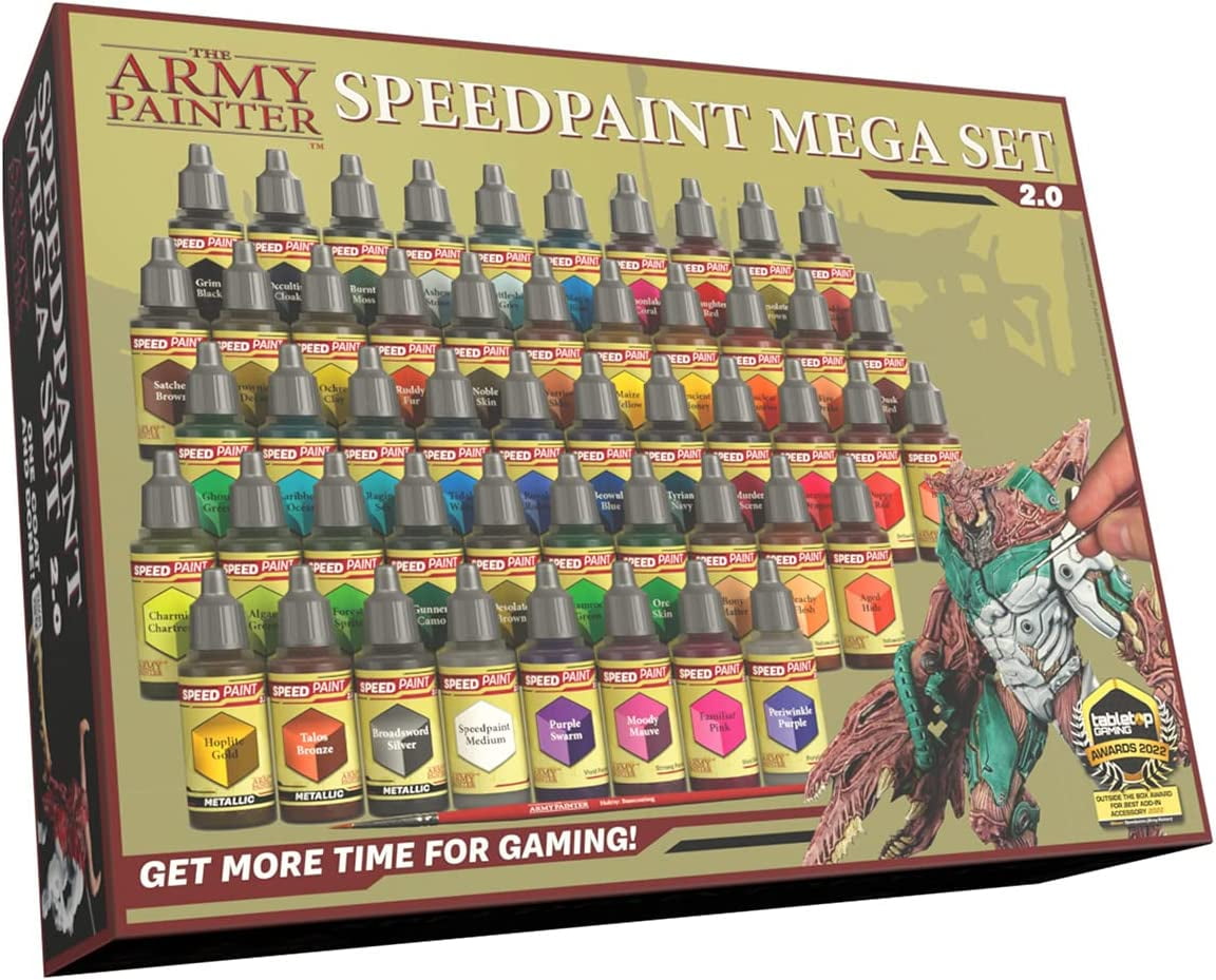  The Army Painter Speedpaint Mega Set - 24 x 18ml Speed Paint  Kit Pre Loaded with Mixing Balls and 1 Brush- Base, Shadow and Highlight in  One Miniature and Plastic Model