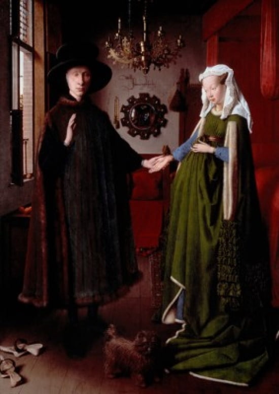 The Arnolfini Portrait 1434 Jan van Eyck (1390-1441Flemish) Oil on wood Panel National Gallery London England Canvas Art - Jan van Eyck (18 x 24)