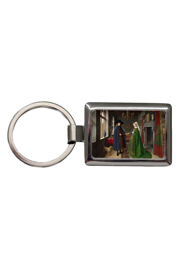 The Arnolfini Portrait By Jan Van Eyck Inspired Metal Rectangle Keychain