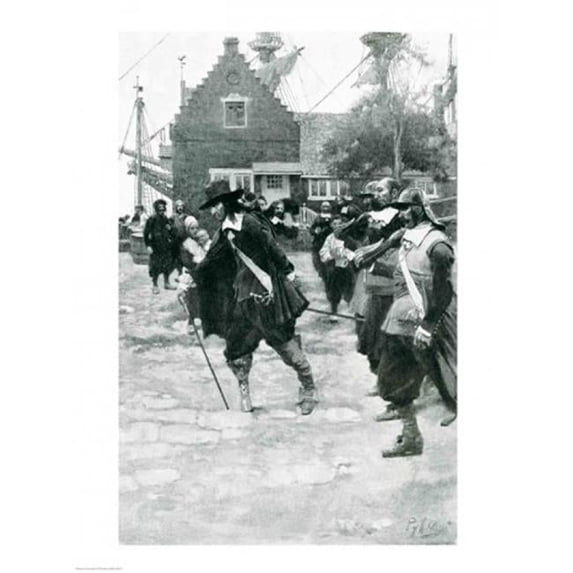 The Arrival of Stuyvesant in New Amsterdam Illustration From Colonies & Nation Print by Howard Pyle - 18 x 24 in.