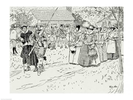 The Arrival of the Young Women at Jamestown Canvas Art - Howard Pyle (24 x 18)