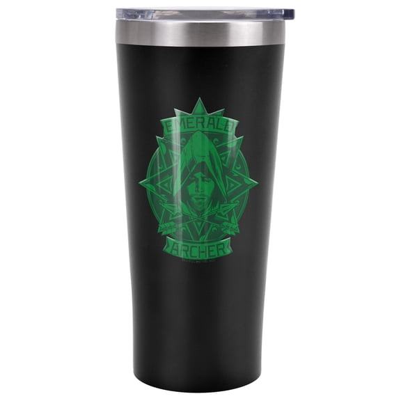 The Arrow Official Emerald Archer 20 oz Travel Tumbler, Stainless Steel, Vacuum Insulated with Leak Resistant Slide-Lock Lid