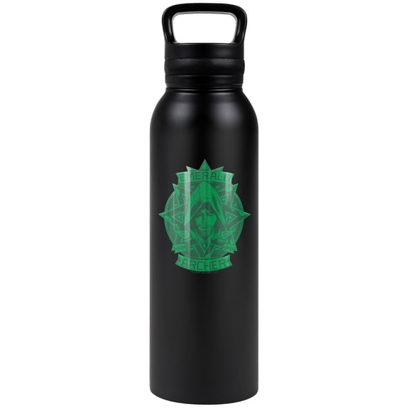 The Arrow Official Emerald Archer 24 oz Insulated Canteen Water Bottle, Leak Resistant, Vacuum Insulated Stainless Steel with Loop Cap, Black