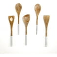 thumbnail image 1 of The Art Box 12 inches Natural Wooden Kitchen Spoon Set for Cooking, Wooden Cookware Utensils Tools, Non Stick - 5 Piece Set Fork, Corner Spoon, Slotted Turner, Spoon, Spatula, 1 of 6