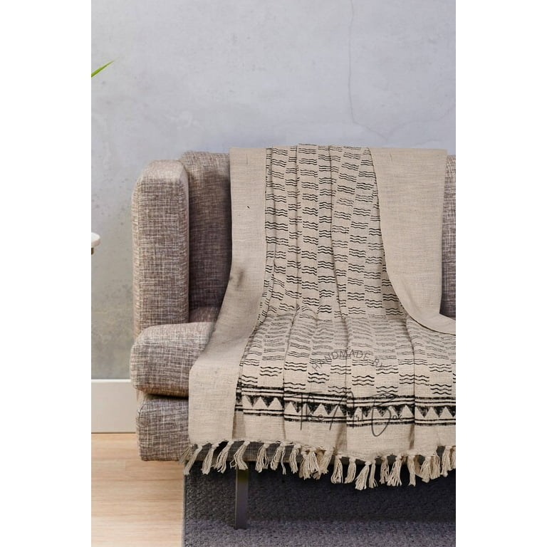 The Art Box 54 x 60 in 100 Cotton Bed Blanket Breathable Bed Blanket Twin Size Cotton Pigment Print Throws Blankets Mud Cloth Printed Blankets Perfect for Sofa Bed Couch Chair for