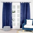 thumbnail image 1 of The Art Box Cotton Tab Top Curtains Panels Set for Bedroom and Living Room, Window Curtain Drapes, Glittery Silver Shimmer Stripes Curtains, 2 Pack, Navy Blue, 35"w x 108"l in, 1 of 6