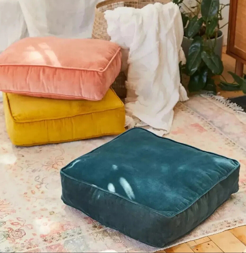 The Art Box Forest Green Velvet Square Floor Cushion, 22 x 22 in
