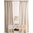 thumbnail image 1 of The Art Box Linen Curtains Striped Window Curtains 63 inches Striped Gray Home Farmhouse Door Window Drapes for Living Room Bedroom,Tie Top, 2 Panels Set, 1 of 6