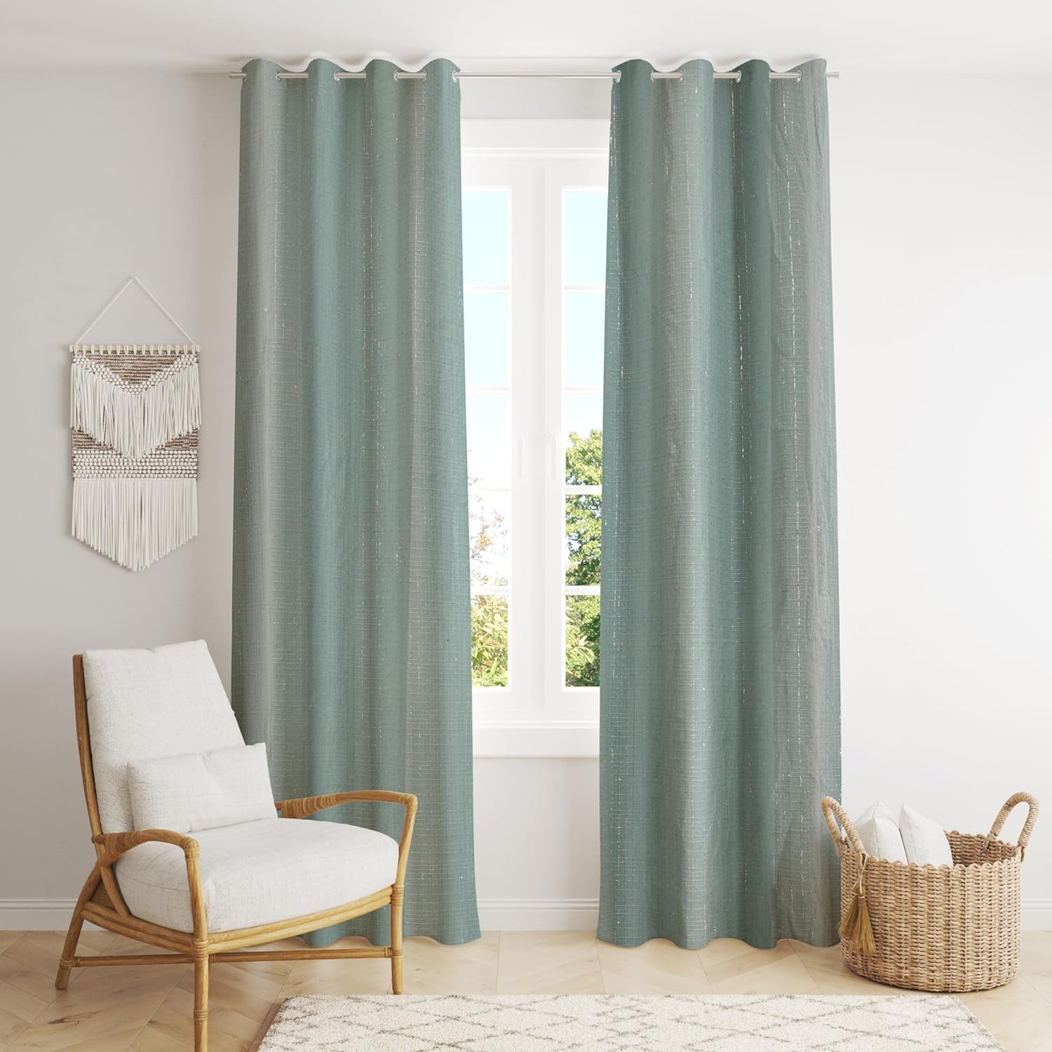 The Art Box Luxurious Sage Green Curtain Panel Set, Blackout Curtain ...