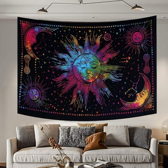The Art Box Room Decor Wall Art Home Decor Tapestry For Bedroom Aesthetic Wall Decor Bedroom Accessories Aesthetic Room Decor Sun And Moon Psychedelic Mystic Tapestry Yoga Meditation