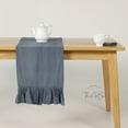 thumbnail image 1 of The Art Box Table Runner -12 x 72 Inches Gray Rectangular Solid Ruffled Table Runner Kitchen Dining Table Decor, 100% Cotton Runner for Weddings Party Banquets Decor, Fit Rectangle and Round Table, 1 of 9