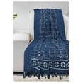 thumbnail image 1 of The Art Box Throw Blanket, 50x60" Warm Cozy Lightweight Decorative Knitted Blanket with Fringes Tassels for Couch Bed Sofa Travel, Mud Cloth Indigo Blue Printed Blankets Throws, 1 of 6
