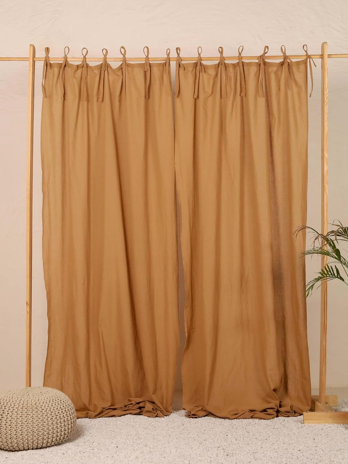 Tie Top Linen Curtains | Flax main image 0